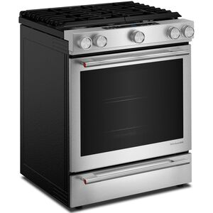 KitchenAid 30 in. 6.5 cu. ft. Air-Fry True European Convection Steam Oven Slide-In Gas Range with 5 Sealed Burners - Stainless Steel with PrintShield Finish, , hires