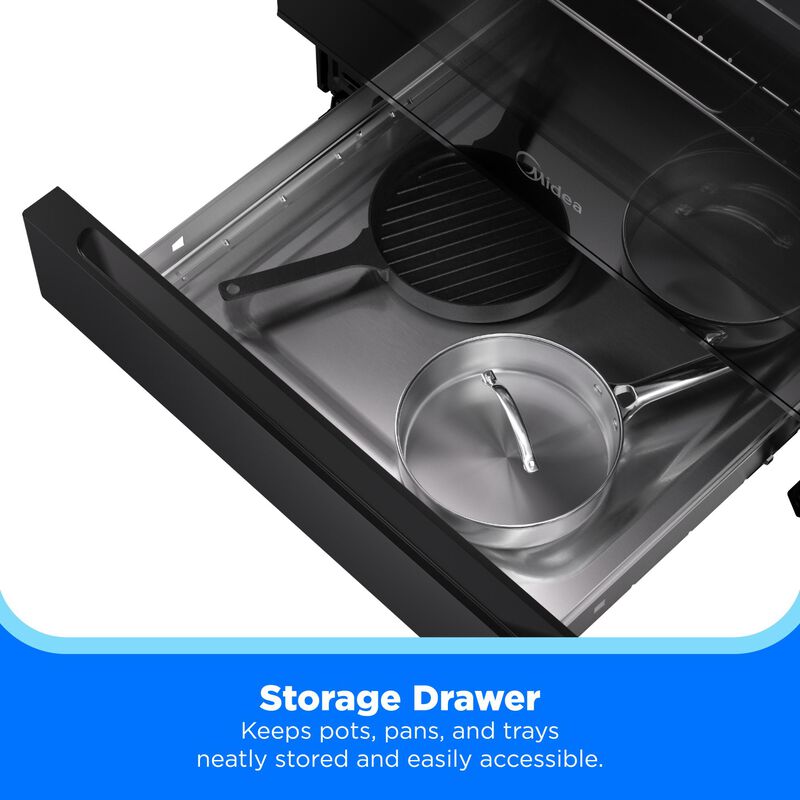 Midea 30 in. 6.1 cu. ft. Gas Range with 4 Sealed Burners - Black, Black, hires