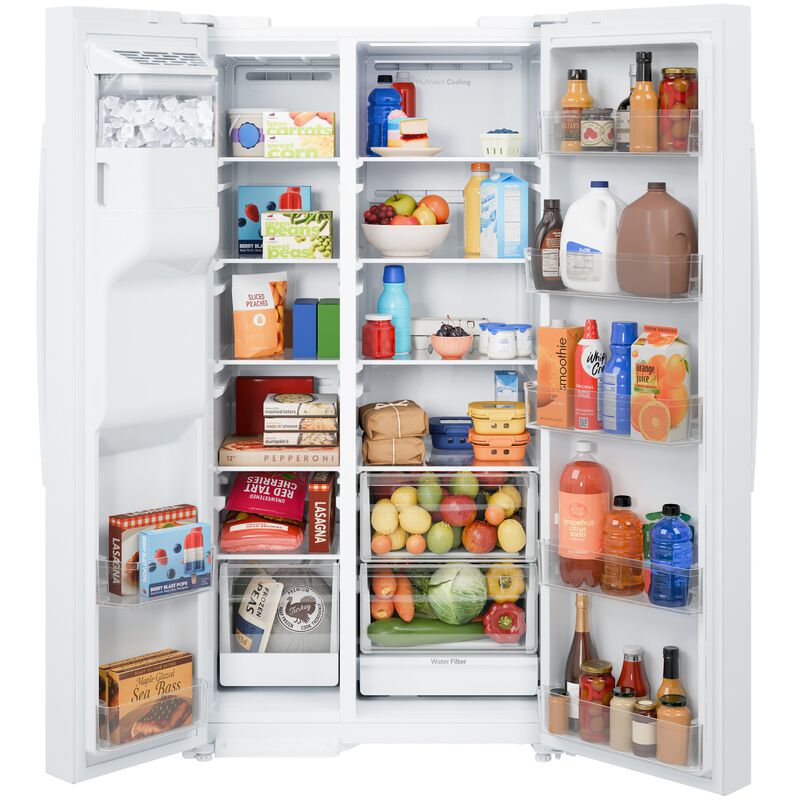 GE 36 in. 23.6 cu. ft. Counter Depth Side-by-Side Refrigerator with Ice & Water Dispenser - White, , hires