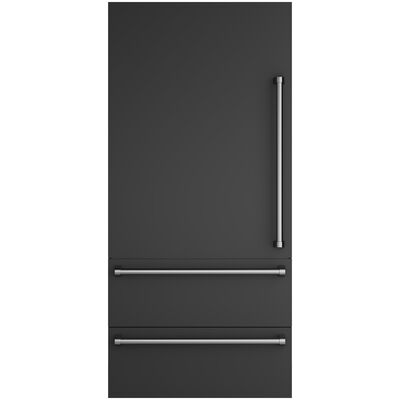 Viking 36 in. Integrated Bottom-Freezer Left Hinge Door Panel Kit with Handle - Cast Black | VI7364BDPLCS