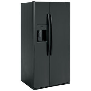 GE 33 in. 23 cu. ft. Side by Side Refrigerator with Ice & Water Dispenser - Black, Black, hires