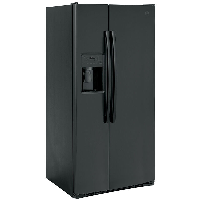 GE 33 in. 23 cu. ft. Side by Side Refrigerator with Ice & Water Dispenser - Black, Black, hires