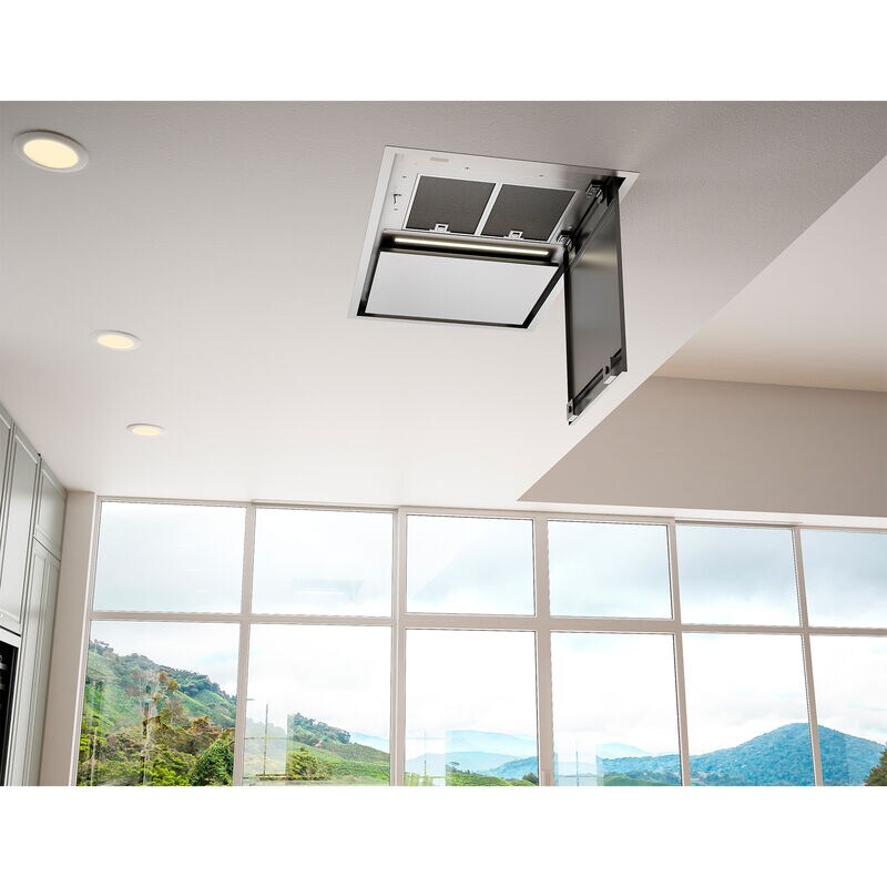Zephyr 63 in. Smart Convertible Ceiling Style Range Hood with 3 Fan Speeds & 4 LED Lights - Stainless Steel, , hires