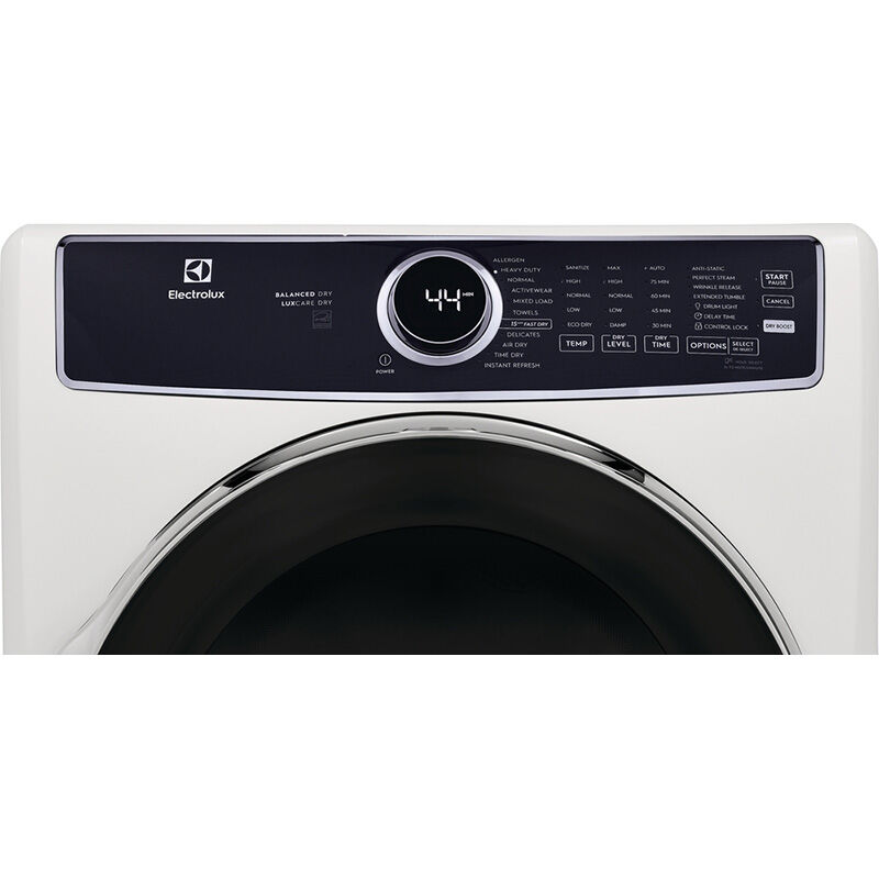 Electrolux 600 Series 27 in. 8.0 cu. ft. Stackable Electric Dryer with Balance Dry, Instant Refresh, Perfect Steam & Sanitize Cycle - White, White, hires