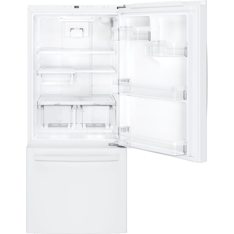 GE 30 in. 21 cu. ft. Bottom Freezer Refrigerator with Ice Maker - White, White, hires