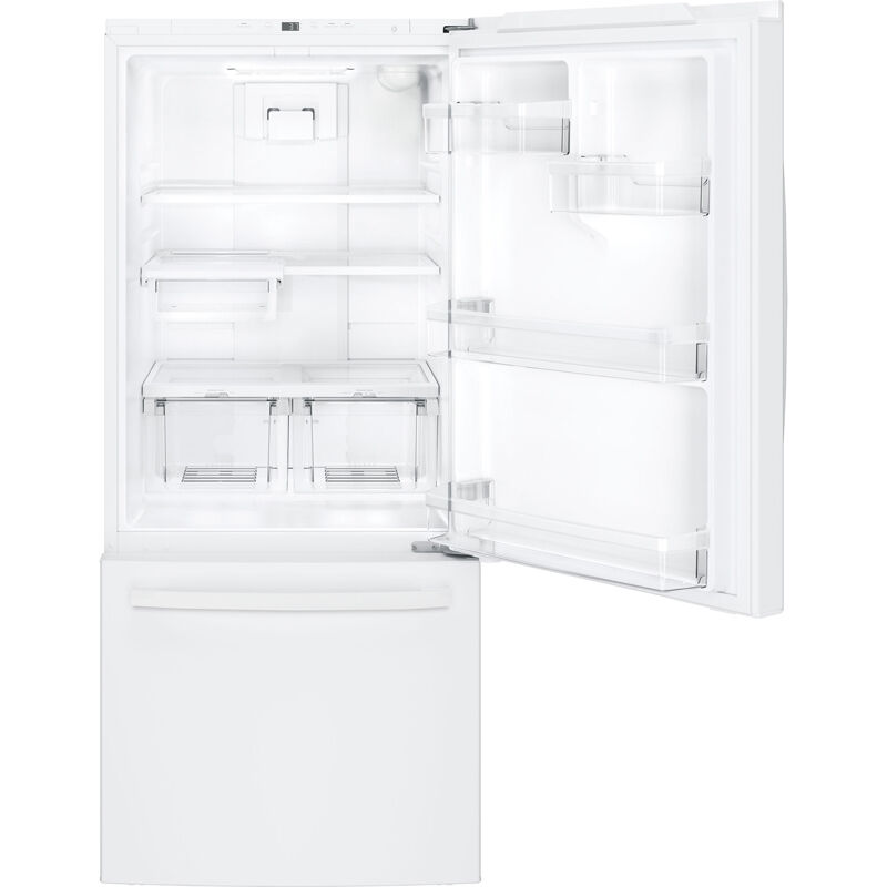 GE 30 in. 21.0 cu. ft. Bottom Freezer Refrigerator - White, White, hires