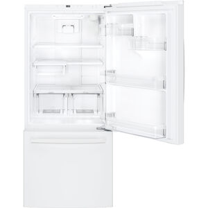 GE 30 in. 21.0 cu. ft. Bottom Freezer Refrigerator - White, White, hires