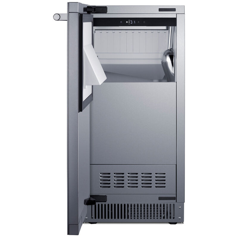 Summit 15 in. Built-In Left-Hinged Undercounter Ice Maker with 26 lb. Ice Storage, Auto-Defrost & Digital Control - Stainless Steel, , hires