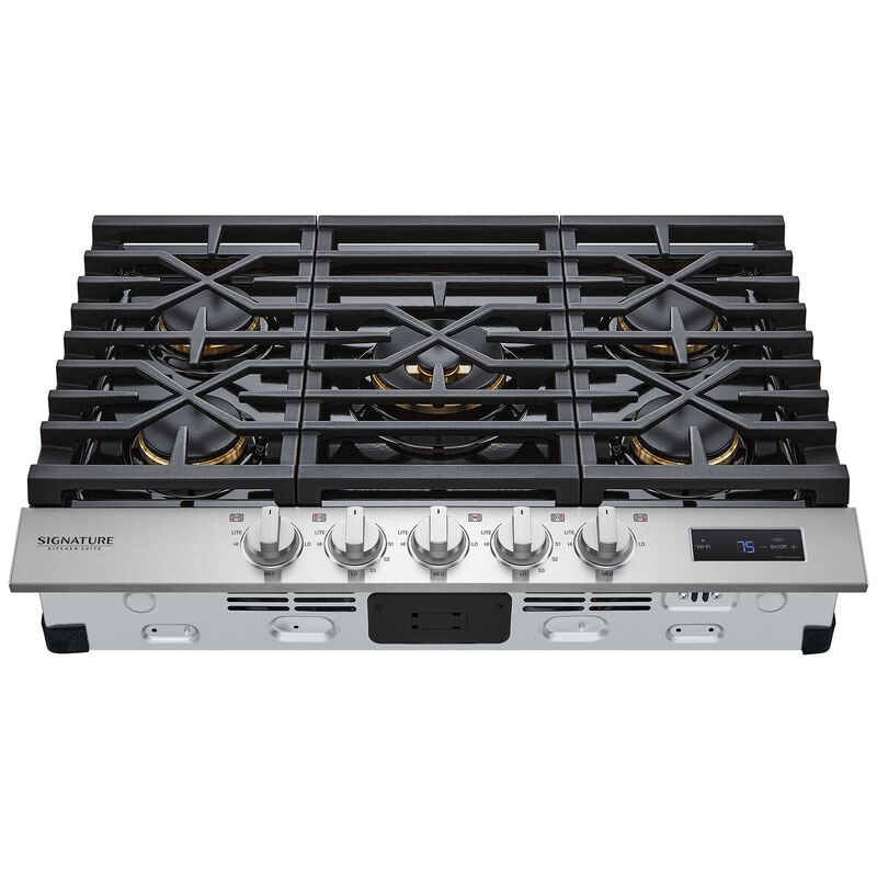 Signature Kitchen Suite 30 in. 5-Burner Smart Natural Gas Cooktop with Simmer Burner & Power Burner - Stainless Steel, , hires