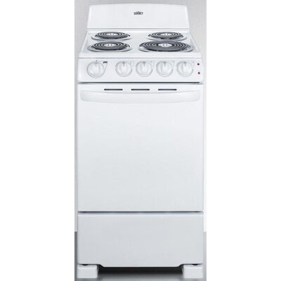 Summit 20 in. 2.3 cu. ft. Electric Range with Coil Burners - White | RE203W