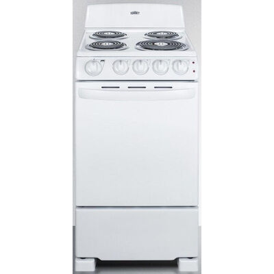 Summit 20 in. 2.3 cu. ft. Oven Freestanding Electric Range with 4 Coil Burners - White | RE203W