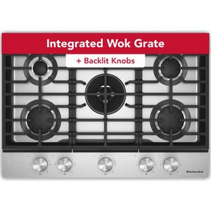 KitchenAid 30 in. 5-Burner Natural Gas Cooktop with Griddle, Simmer Burner & Power Burner - Stainless Steel, , hires