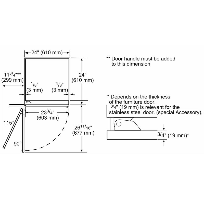 Thermador 24 in. 12.2 cu. ft. Built-in Smart Double-Drawers Upright Freezer with Ice-Maker & Adjustable Shelves - Custom Panel Ready, , hires
