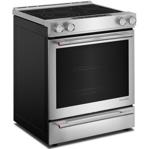 KitchenAid 30 in. 7.1 cu. ft. Air-Fry True European Convection Steam Oven Slide-In Electric Range with Radiant Burners - Stainless Steel with PrintShield Finish, , hires