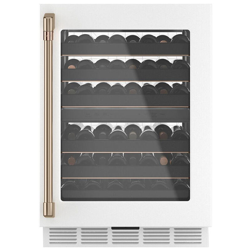Cafe 24 in. Undercounter Smart Wine Cooler with Metal Wire Racks, Dual Temperature Zones & 46 Bottle Capacity - Matte White, Matte White, hires