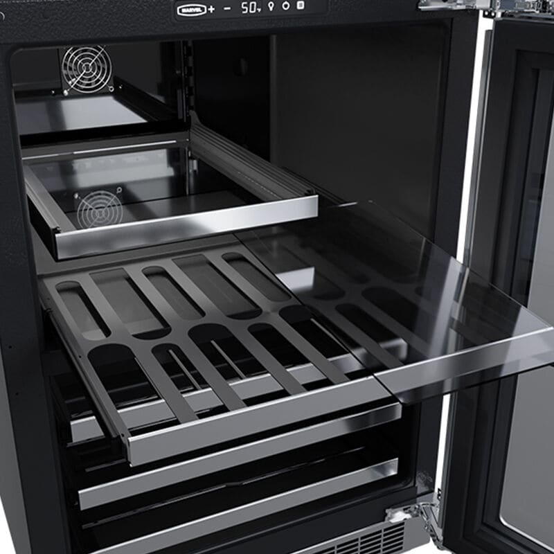 Marvel Professional 24 in. Built-in/Freestanding 5.0 cu. ft. Compact Beverage Center with Pull-Out Shelves & Digital Control - Stainless Steel, , hires