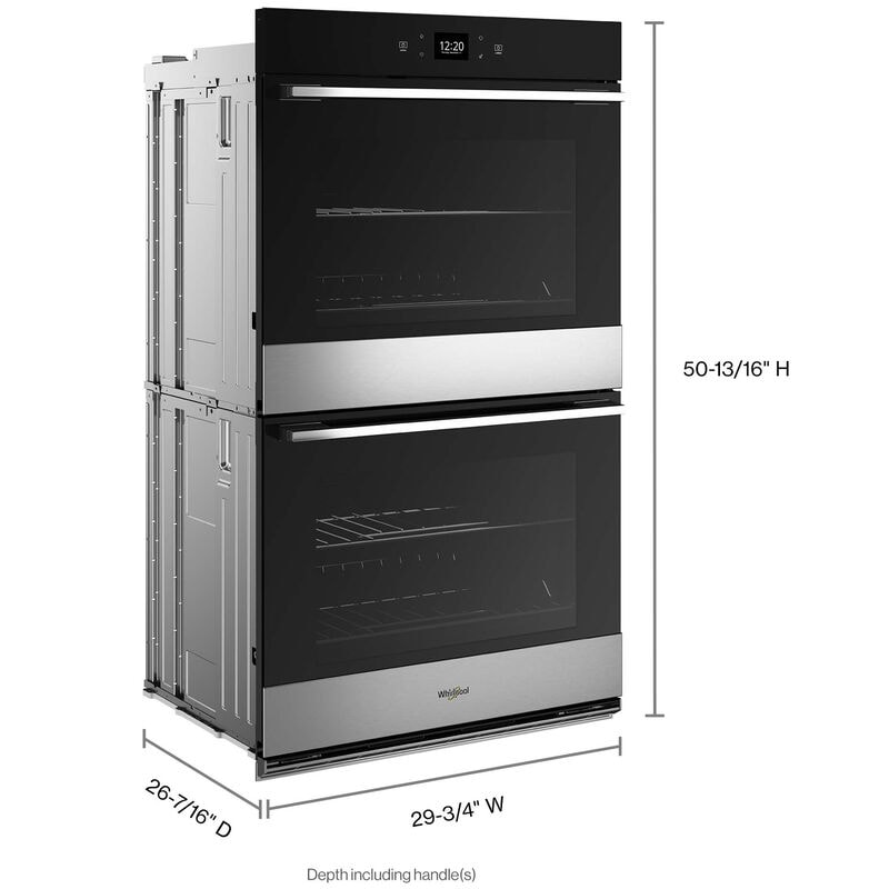 Whirlpool 30 in. 10 cu. ft. Smart Top Control Electric Double Wall Oven with Standard Convection - Fingerprint Resistant Stainless, , hires