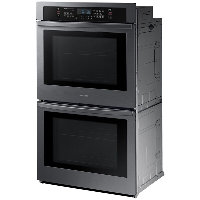 Samsung 30 in. 10.2 cu. ft. Smart Top Control Electric Double Wall Oven - Fingerprint Resistant Black Stainless Steel, Black Stainless, hires
