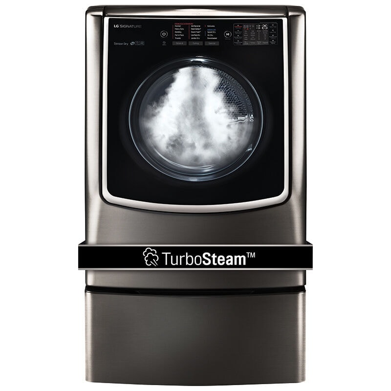 LG Signature 29 in. 9.0 cu. ft. Electric Dryer with TurboSteam Technology & Sensor Dry - Black Stainless Steel, , hires