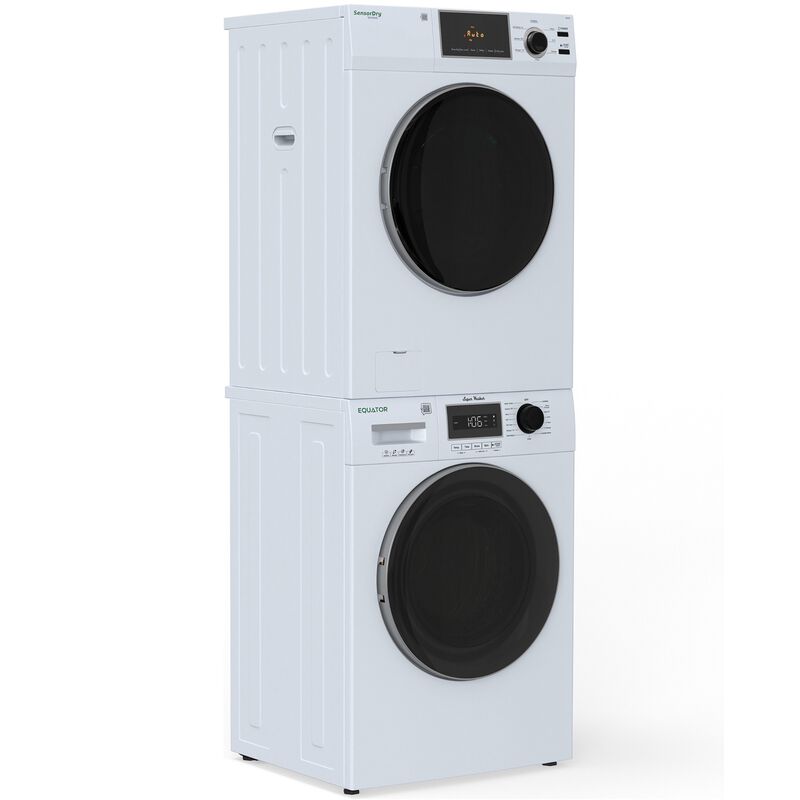 Equator Value 24 in. 2.47 cu. ft. Electric Front Load Laundry Center with Sensor Dry, Pet & Sanitize Cycle - White, , hires