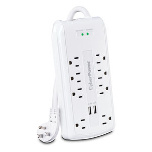 CyberPower 8 Outlet Surge Protector with 2.1 Amp USB Ports, , hires