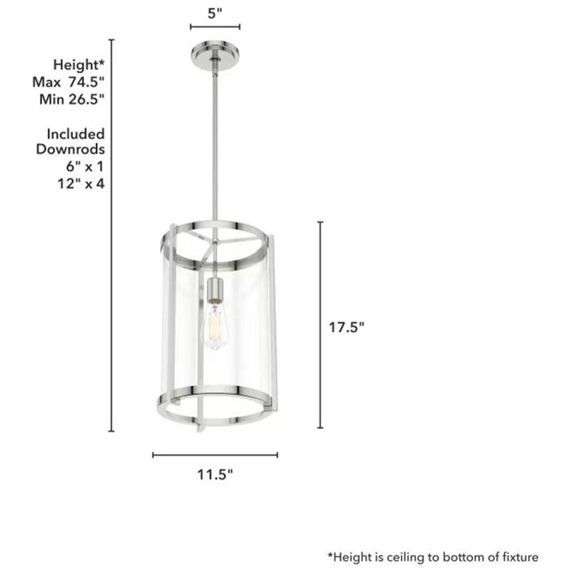 Hunter Astwood 11.5 in. Pendant with Clear Glass - Polished Nickel, , hires