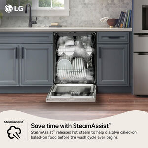 LG 24 in. Top Control Flush-Mount Smart Dishwasher with 46 dBA Sound Level, 3rd-Rack, AutoVent Dry & Pocket Handle - White, , hires