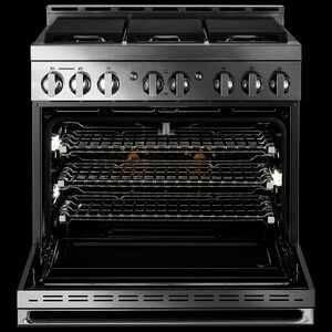 JennAir Noir Series 36 in. 5.1 cu. ft. Smart True European Convection Gas Range with 6 Sealed Burners - Stainless Steel, , hires
