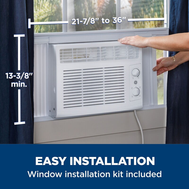 GE 5,050 BTU 115V Window Air Conditioner with 2 Fan Speeds - White, , hires
