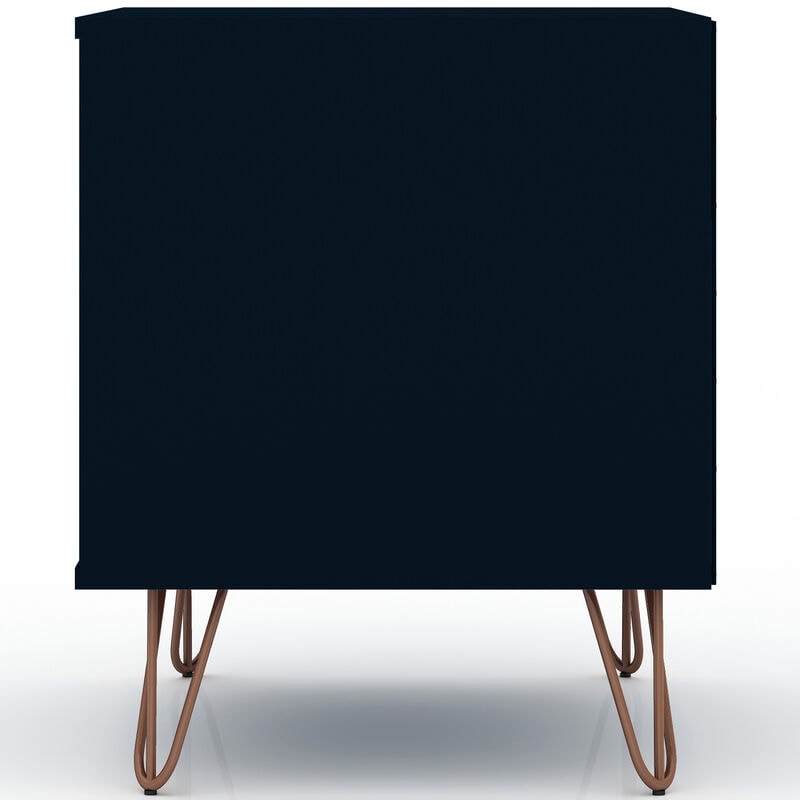 Manhattan Comfort Rockefeller Mid-Century Modern 2-Drawer Nightstand - Tatiana Midnight Blue, Midnight Blue, hires