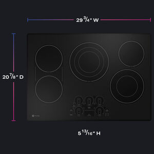 GE Profile 30 in. 5-Burner Smart Electric Cooktop with Simmer Burner & Power Burner - Black, , hires