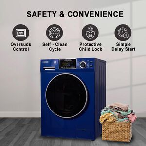 Equator 24 in. 1.9 cu. ft. Electric Front Load All-in-One Laundry Center with Sanitize Cycle & Sensor Dry - Blue, Blue, hires