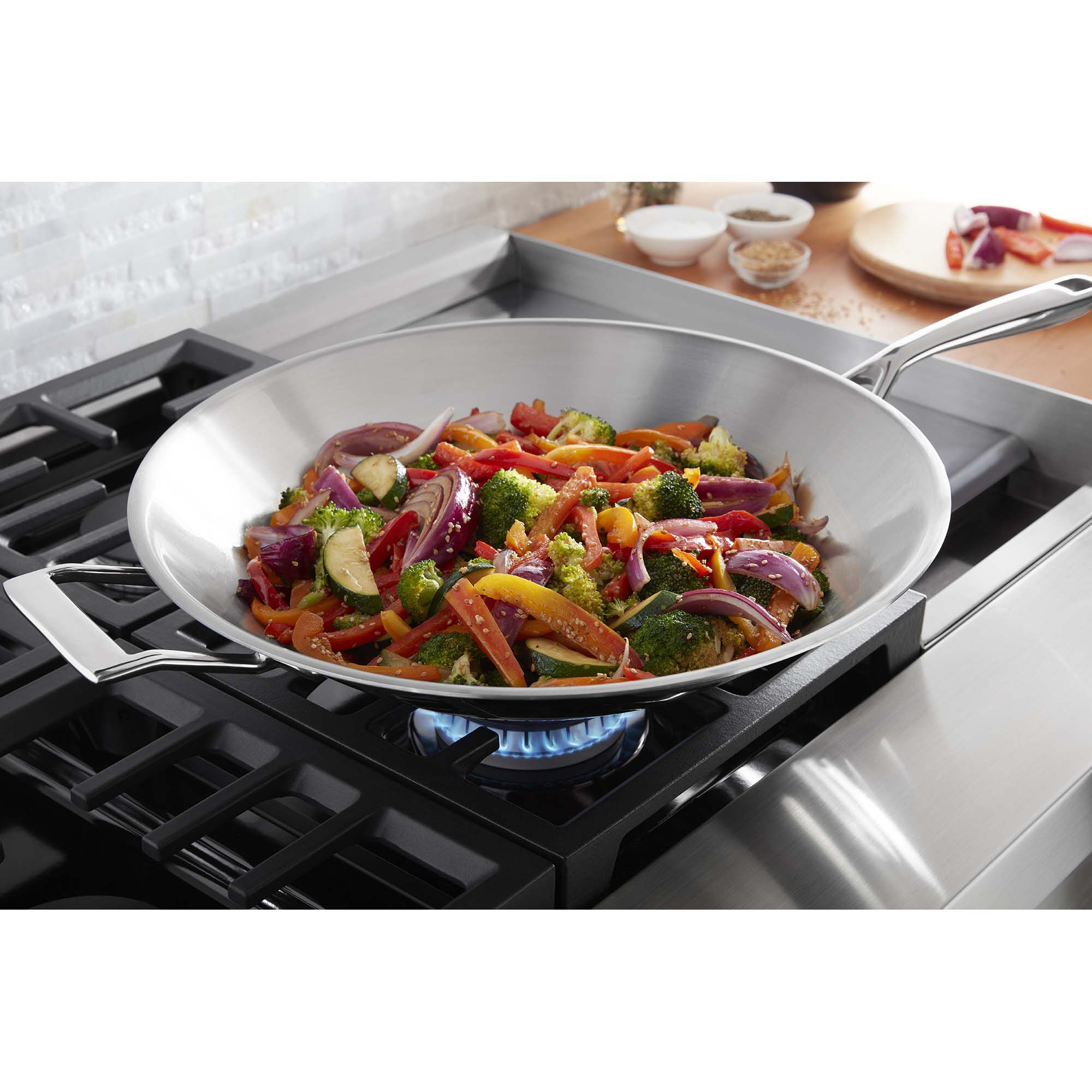 KitchenAid ステンレススチール トースター KitchenAid 48 in. 6-Burner Natural Gas Rangetop with Griddle