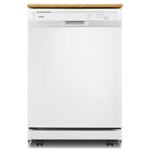 Whirlpool 24 in. Portable Dishwasher with Front Control, 64 dBA Sound Level, 12 Place Settings, 3 Wash Cycles & Sanitize Cycle - White, White, hires