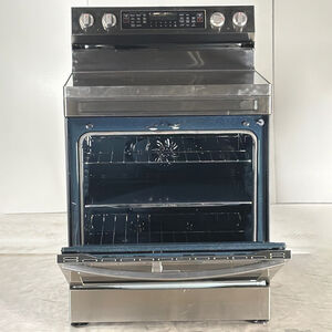 Samsung 30 in. 6.3 cu. ft. Smart Air Fry Standard Convection Double Oven Electric Range with Radiant Burners & Griddle - Stainless Steel (Open Box Good Condition), , hires