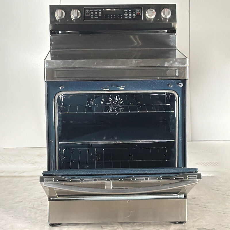 Samsung 30 in. 6.3 cu. ft. Smart Air Fry Standard Convection Double Oven Electric Range with Radiant Burners & Griddle - Stainless Steel (Open Box Good Condition), , hires