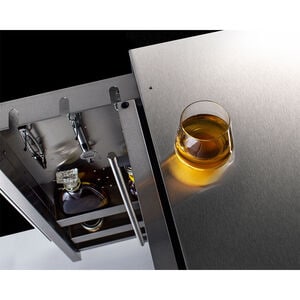 Summit 24 in. 3.1 cu. ft. Undercounter Refrigerator with Slide-Out Storage Compartment - Stainless Steel, , hires