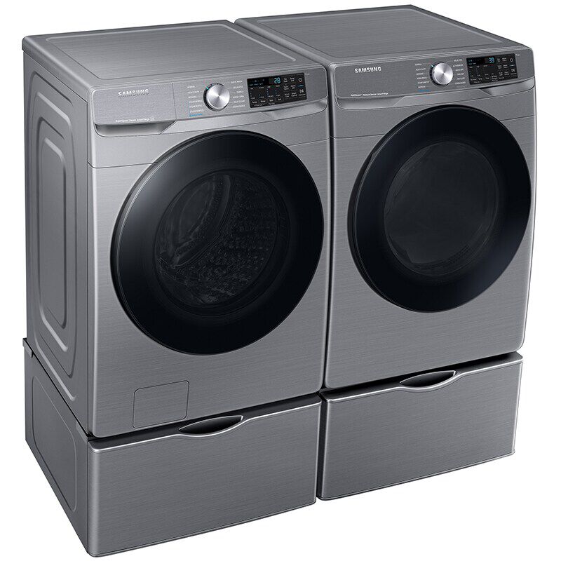Samsung 27 in. 7.5 cu. ft. Smart Stackable Gas Dryer with Sanitize+, Steam Cycle & Sensor Dry - Platinum, Platinum, hires