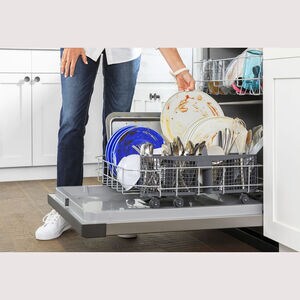GE 24 in. Front Control Dishwasher with 59 dBa Sound Level, Dry Boost & Pocket - Stainless Steel, Stainless Steel, hires