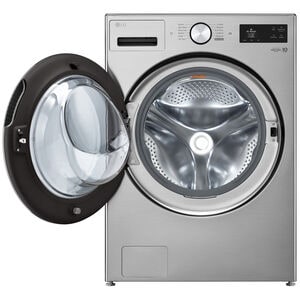 LG 27 in. 5.0 cu. ft. Smart Stackable Front Load Washer with TurboWash 360, AI DD Built-In Intelligence, Sanitize & Steam Cycle - Graphite Steel, , hires