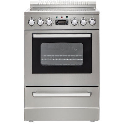Avanti ELITE Series 24 in. 2.3 cu. ft. Oven Freestanding Electric Range with 4 Smoothtop Burners - Stainless Steel | DER24P3S