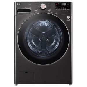 LG 27 in. 4.5 cu. ft. Smart Stackable Front Load Washer with Sanitize & Steam Wash Cycle - Black Steel, Black Steel, hires