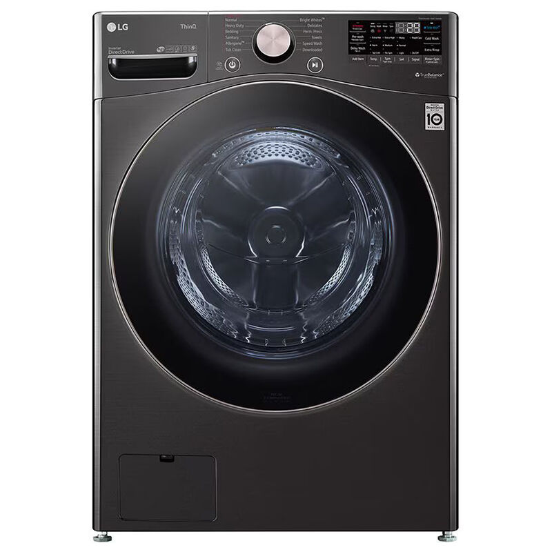 LG 27 in. 4.5 cu. ft. Smart Stackable Front Load Washer with Sanitize & Steam Wash Cycle - Black Steel, Black Steel, hires