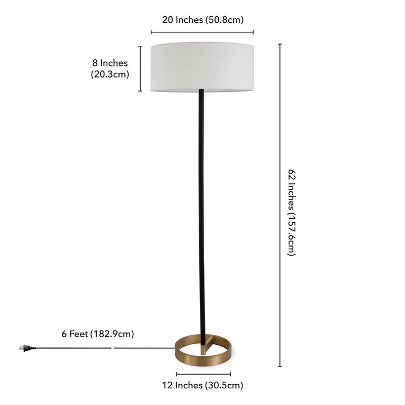 Brass Floor Lamp With Linen Shade, 8 Foot Tall Floor Lamps