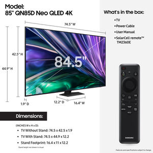 Samsung - 85" Class QN85D Series Neo QLED 4K UHD Smart Tizen TV, , hires