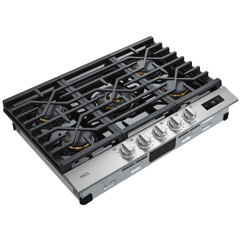 SKS 30 in. 5-Burner Smart Natural Gas Cooktop with Simmer Burner & Power Burner - Stainless Steel, , hires