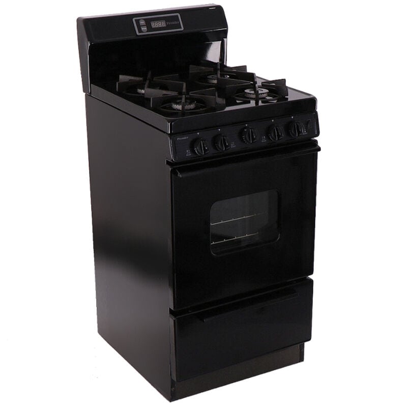 Premier 20 in. 2.4 cu. ft. Gas Range with 4 Sealed Burners - Black, Black, hires