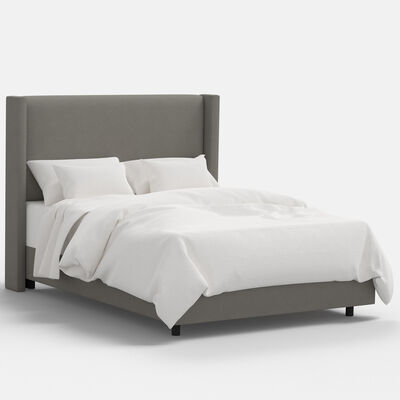 Skyline Furniture Linen Fabric Upholstered Queen Size Wingback Bed - Grey | 502BEDLNNGR