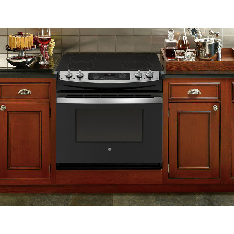 GE 30 in. 4.4 cu. ft. Oven Drop-In Electric Range with 4 Smoothtop Burners - Stainless Steel, , hires