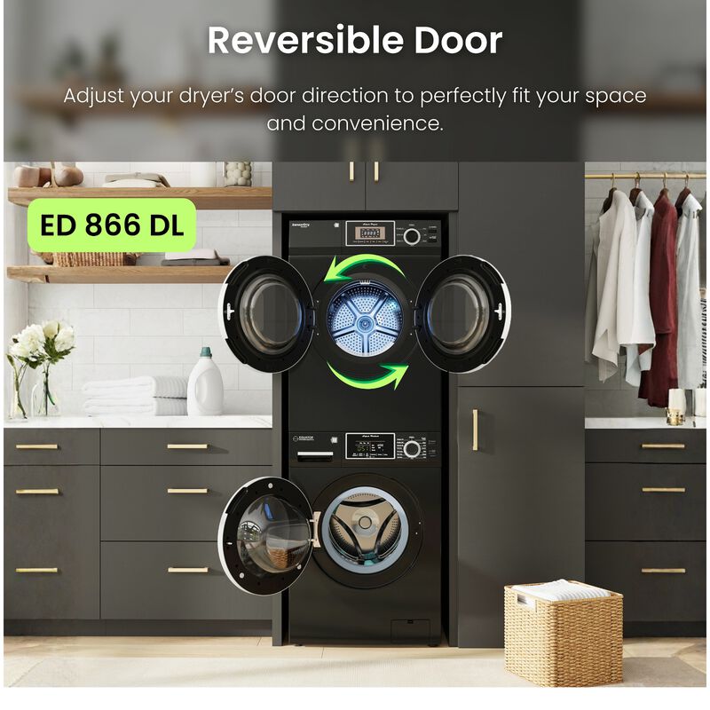 Equator 24 in. 1.62 cu. ft. Electric Front Load Laundry Center with Sensor Dry, Pet & Sanitize Cycle - Black, , hires